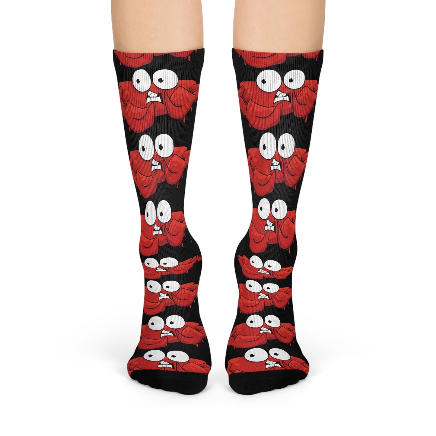 Red crab on black - Crew Socks (8196307222847)