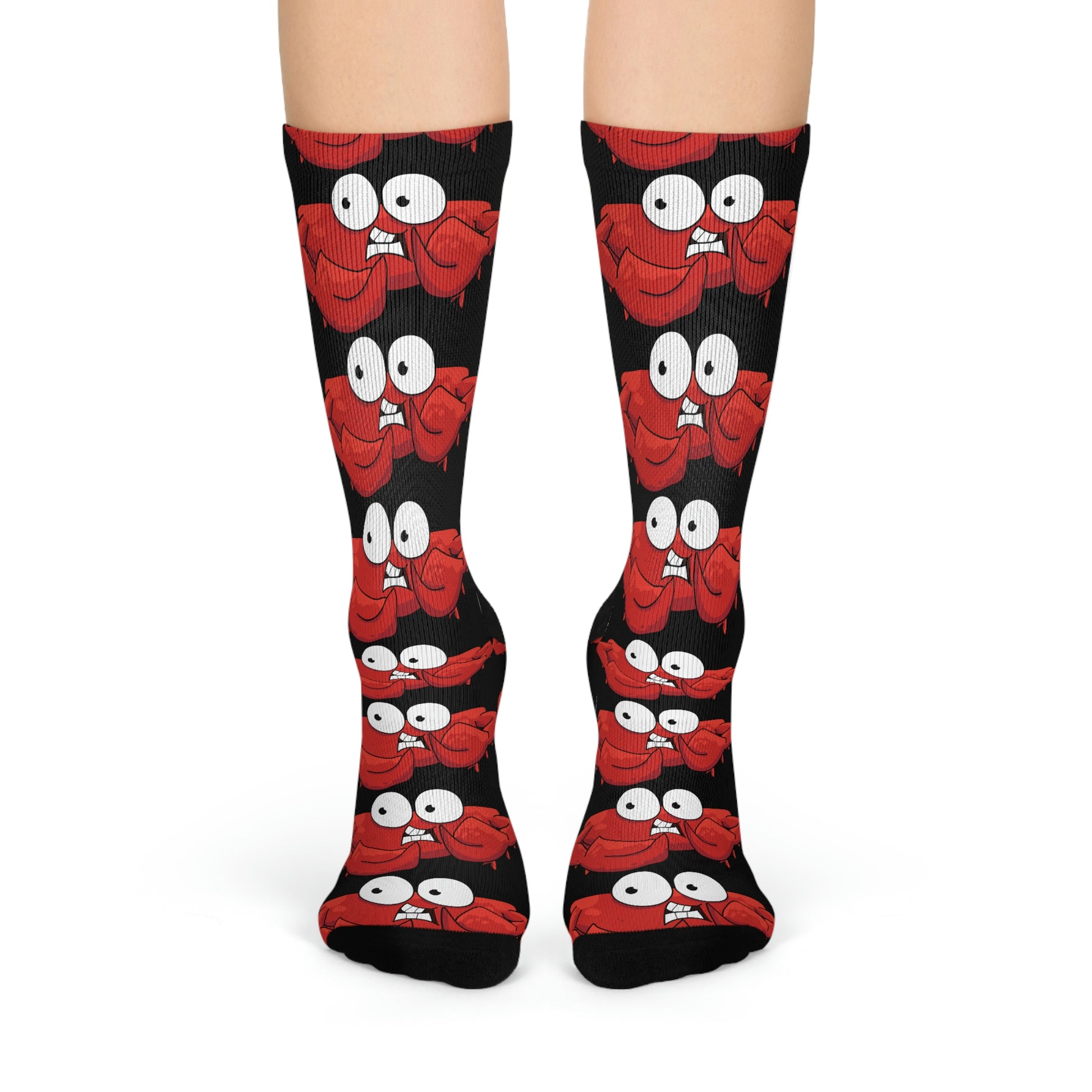 Red crab on black - Crew Socks (8196307222847)