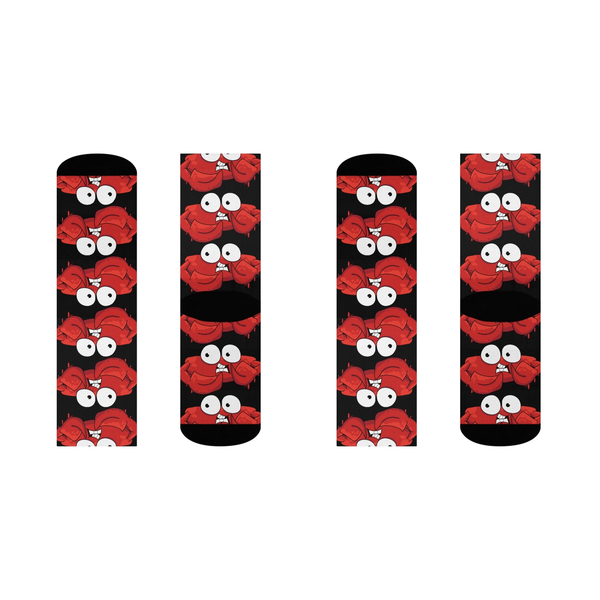 Red crab on black - Crew Socks (8196307222847)