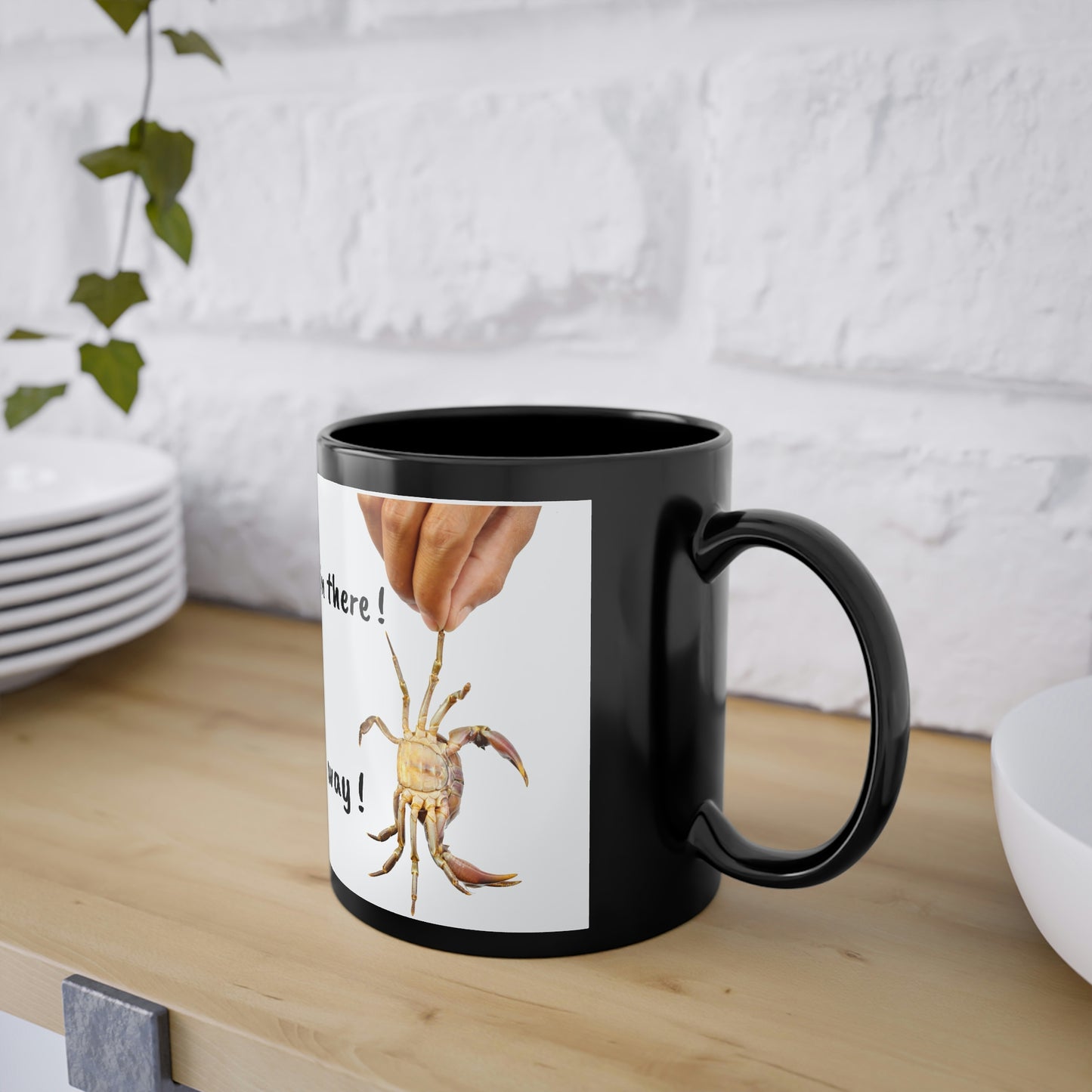 Hang in there , crab, Black Coffee Cup, 11oz (8185588744511)