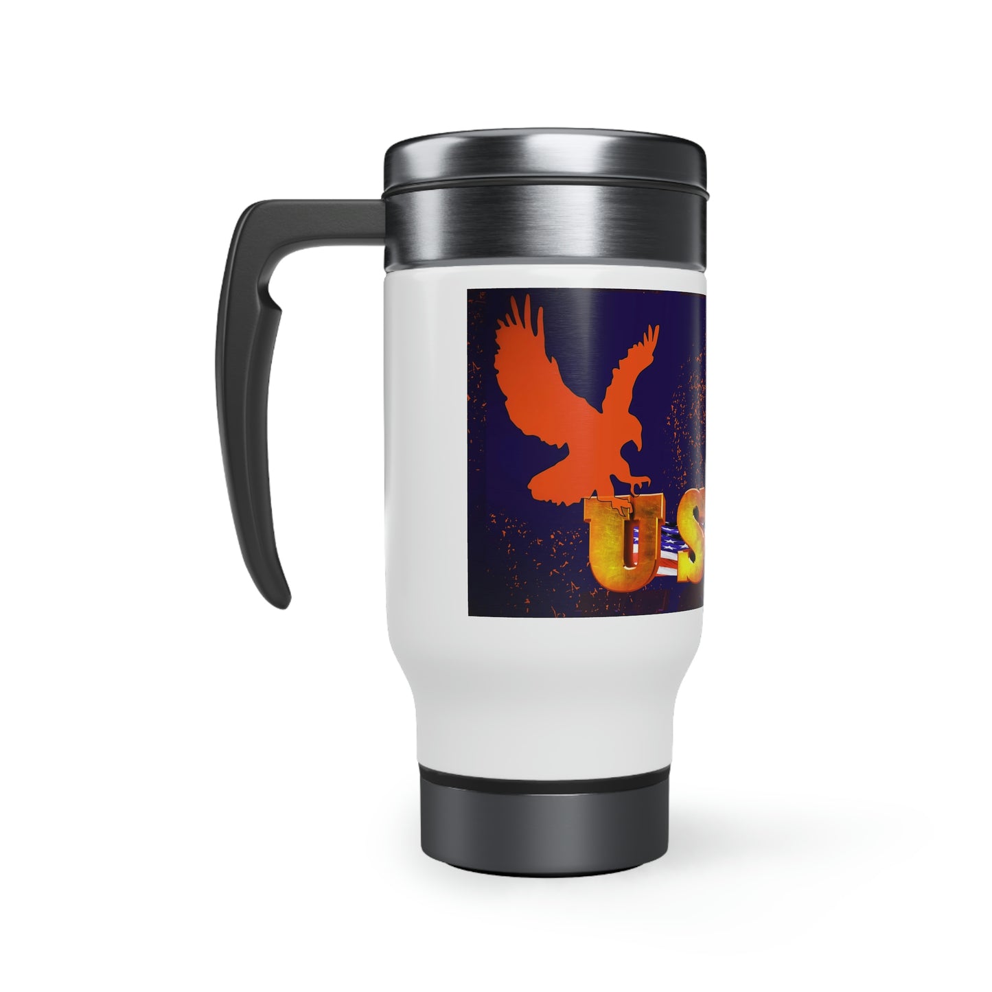 Red eagle  - Stainless Steel Travel Mug with Handle, 14oz (8215722131775)