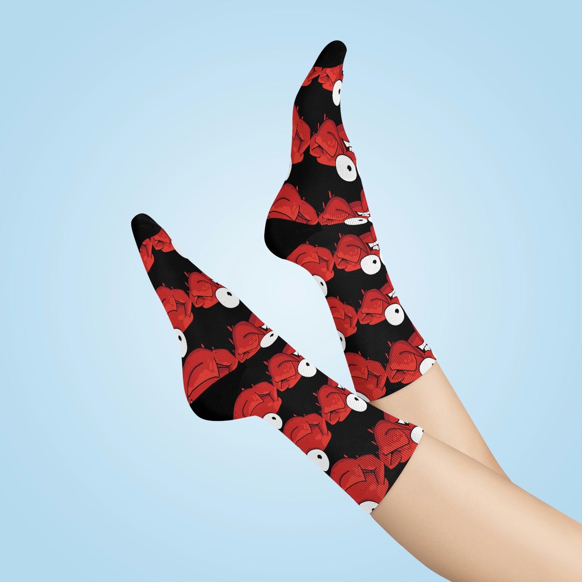 Red crab on black - Crew Socks (8196307222847)