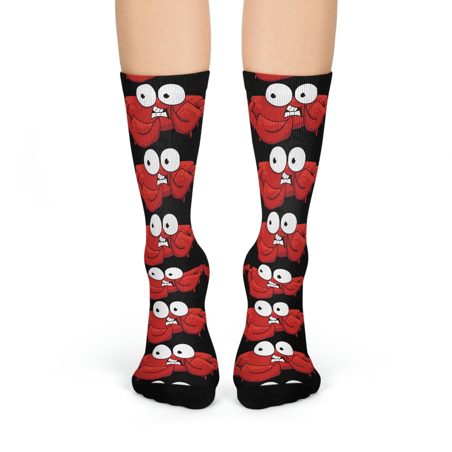 Red crab on black - Crew Socks (8196307222847)