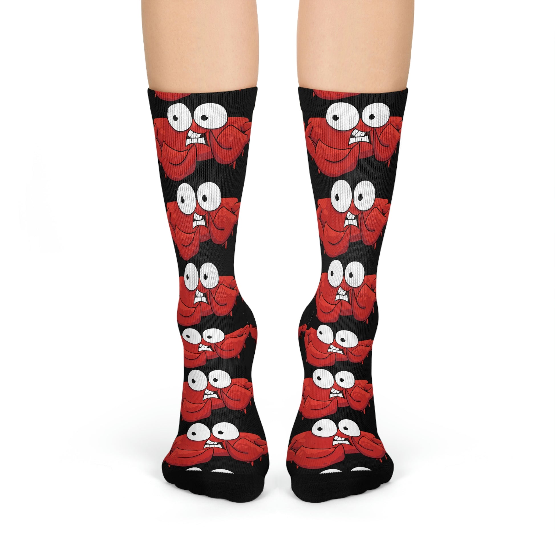 Red crab on black - Crew Socks (8196307222847)