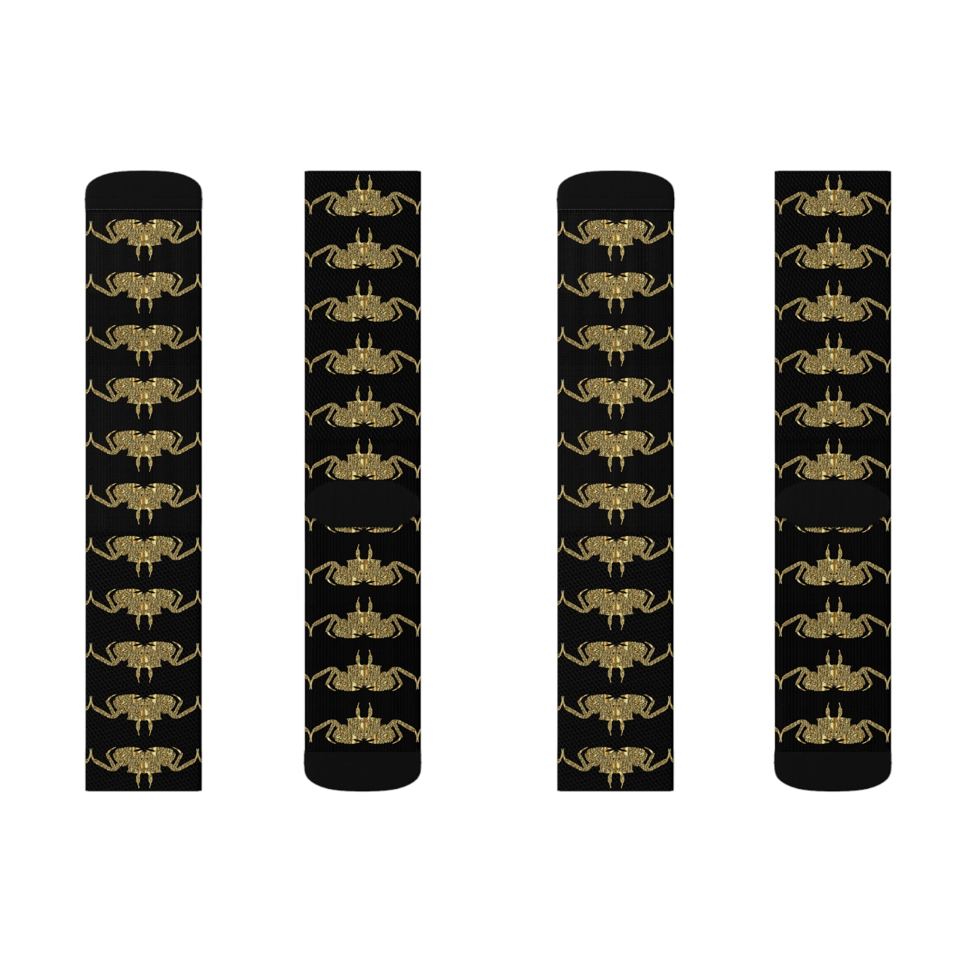 golden crab on black - Socks (8196316954943)