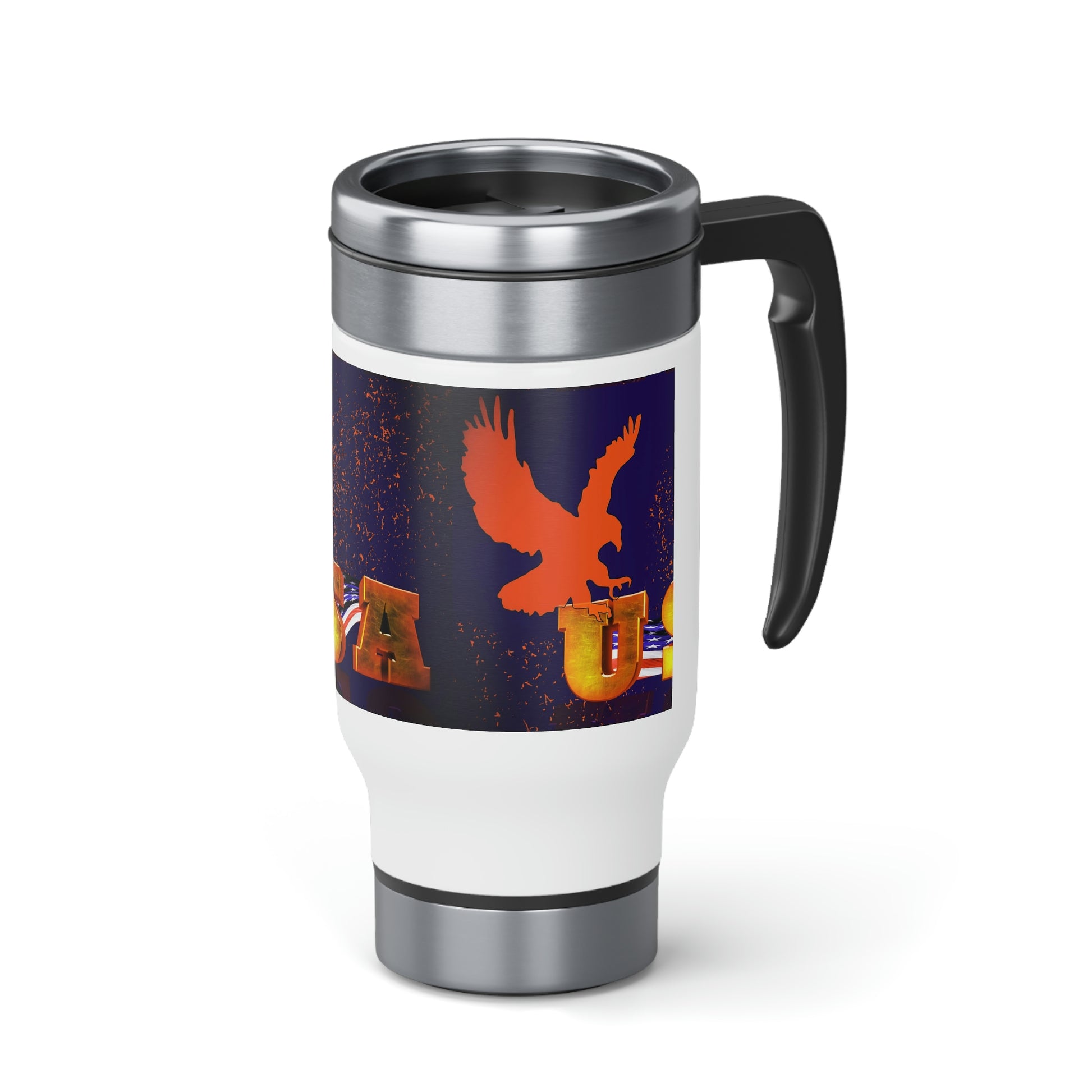 Red eagle  - Stainless Steel Travel Mug with Handle, 14oz (8215722131775)