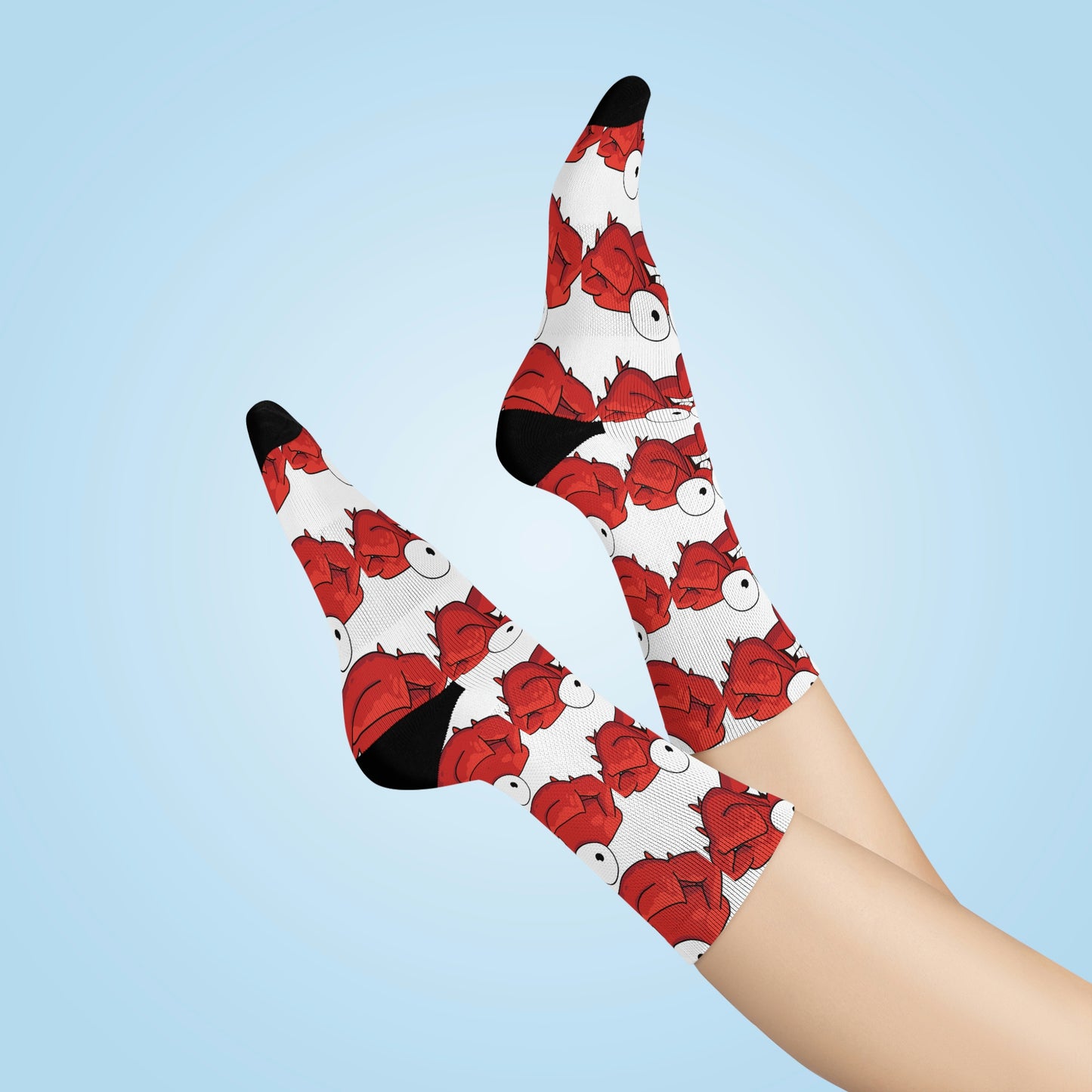 Red crab on white cushioned socks (8194512650559)