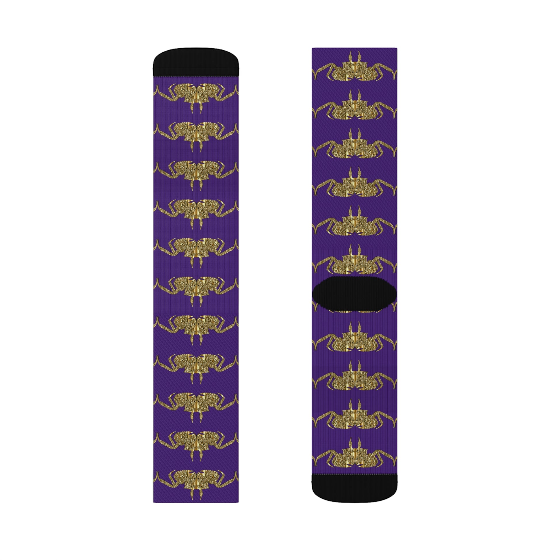 Golden crab on purple - Socks (8196317413695)