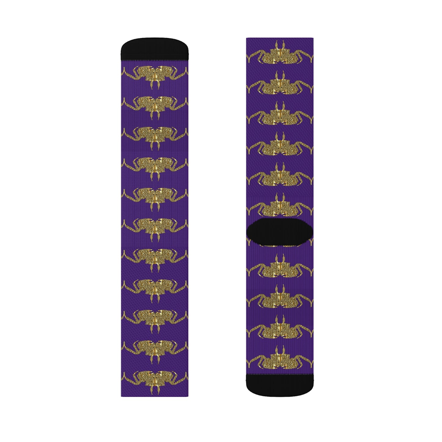 Golden crab on purple - Socks (8196317413695)