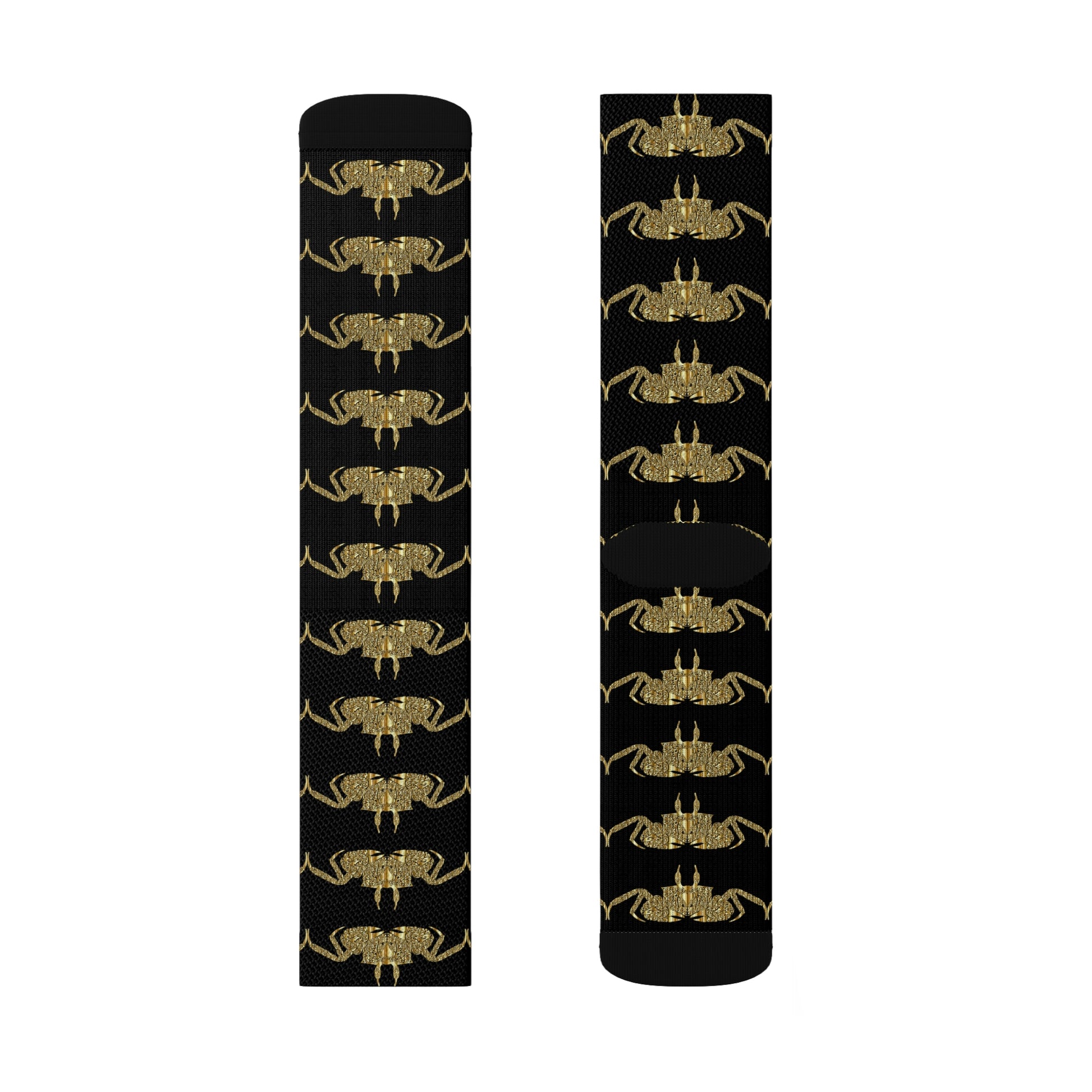 golden crab on black - Socks (8196316954943)