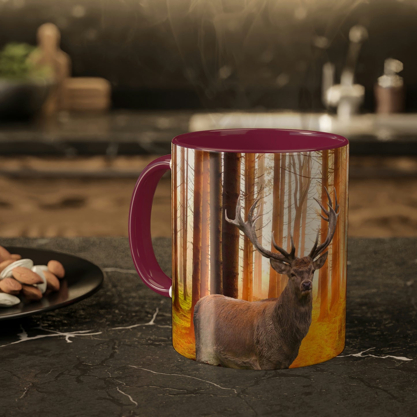 The Hunted--- elk and Couger   Colorful Mugs, 11oz (8215725670719)
