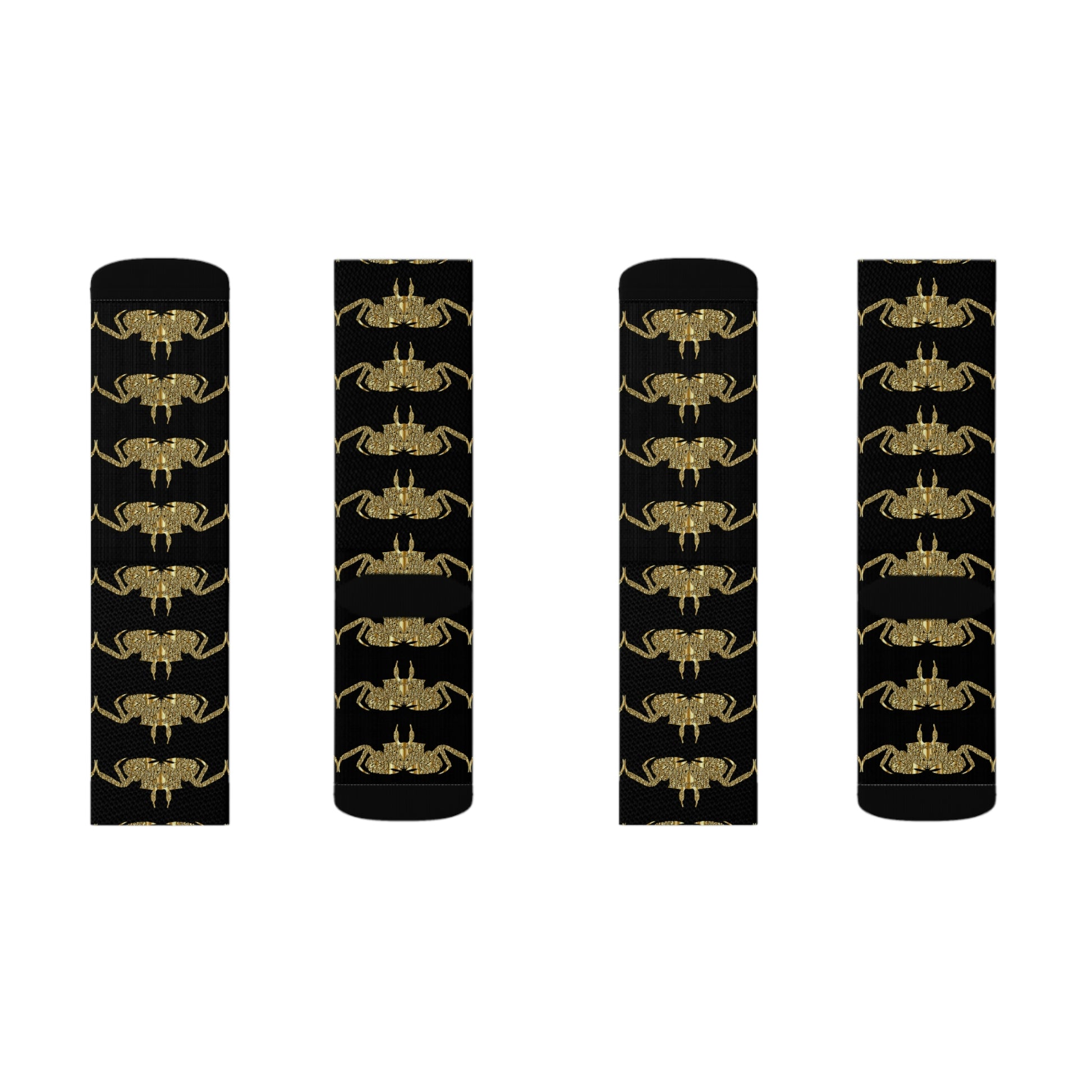 golden crab on black - Socks (8196316954943)