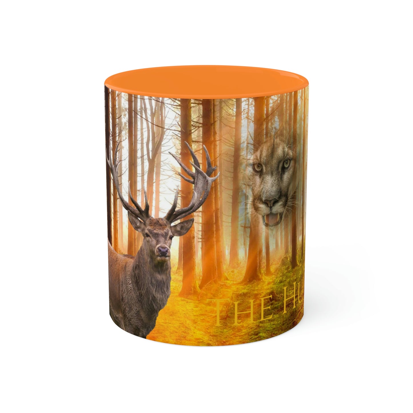 The Hunted--- elk and Couger   Colorful Mugs, 11oz (8215725670719)