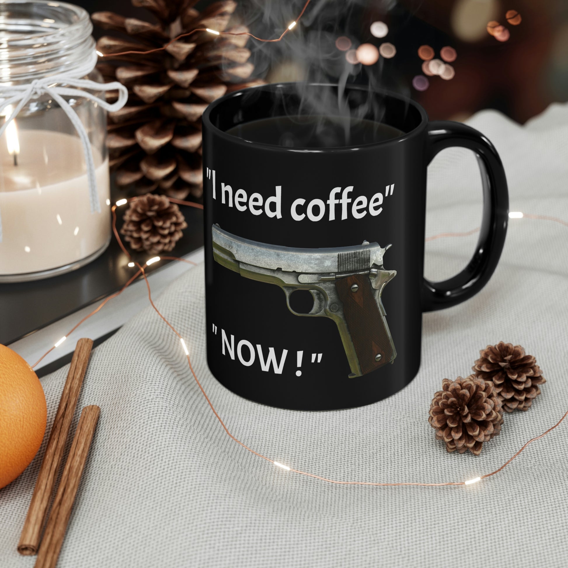 " I need coffee" Black mug 11oz (8185591136575)
