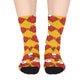 Red crab on yellow  -Mid-length Socks (8185591693631)