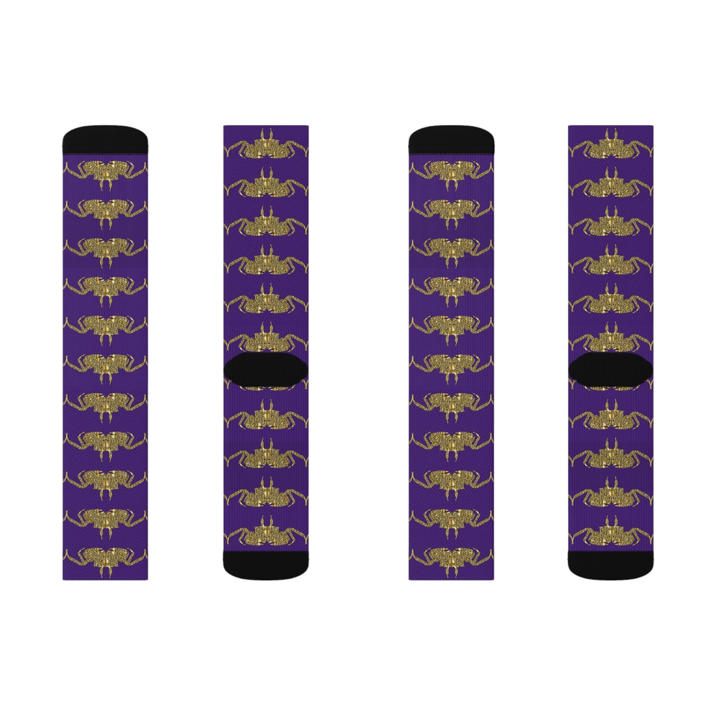 Golden crab on purple - Socks (8196317413695)