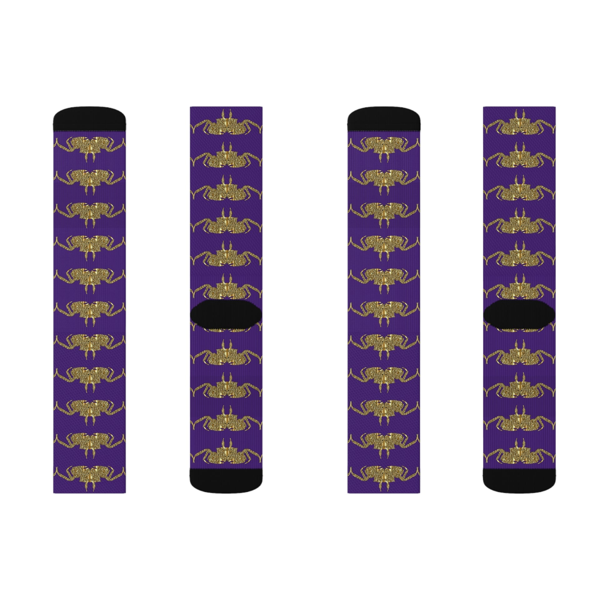 Golden crab on purple - Socks (8196317413695)
