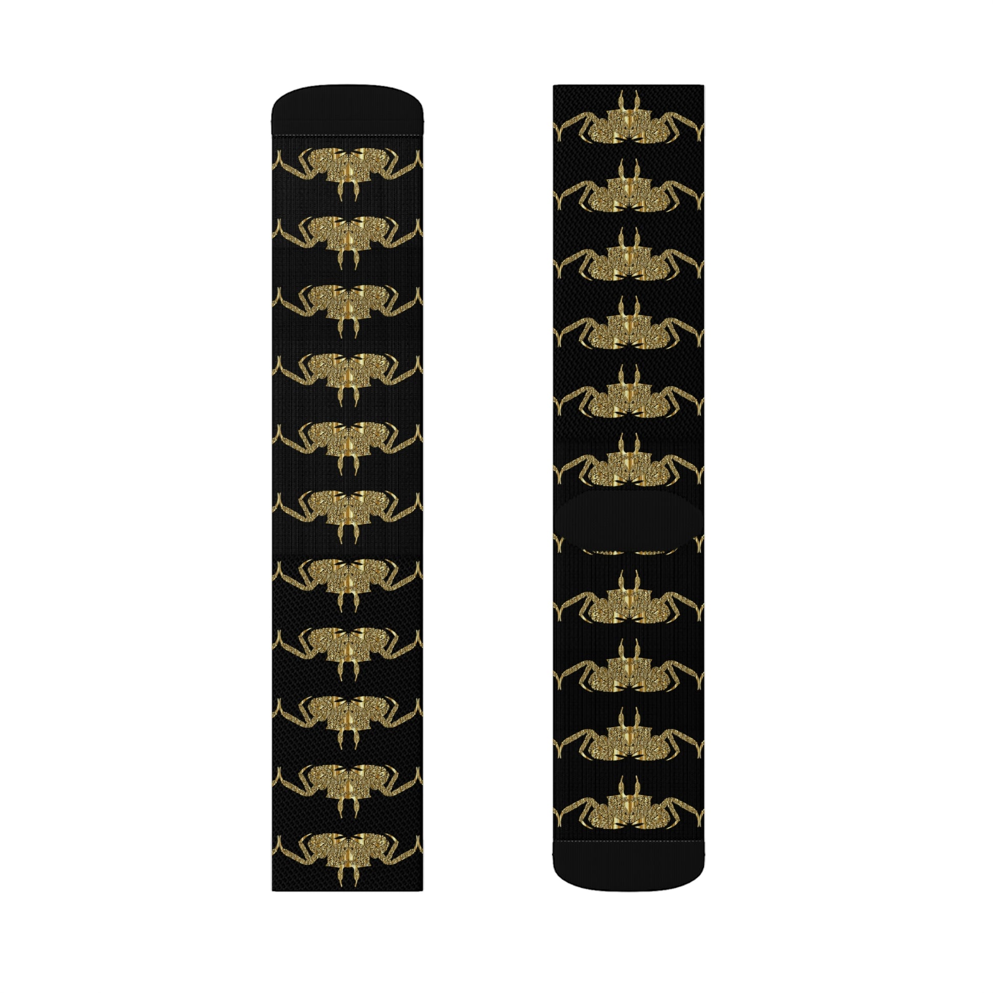 golden crab on black - Socks (8196316954943)