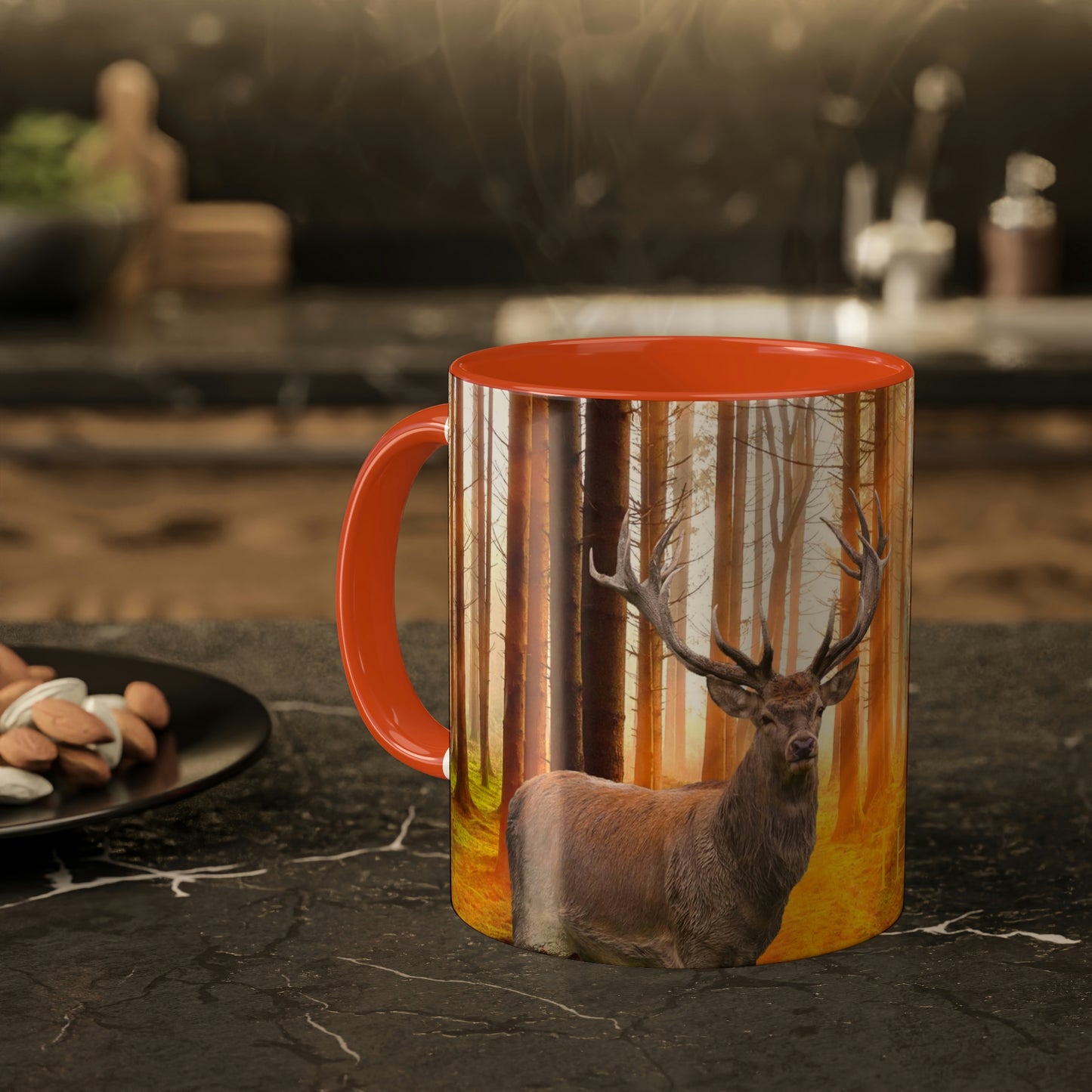 The Hunted--- elk and Couger   Colorful Mugs, 11oz (8215725670719)