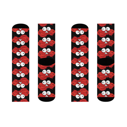Red crab on black - Crew Socks (8196307222847)