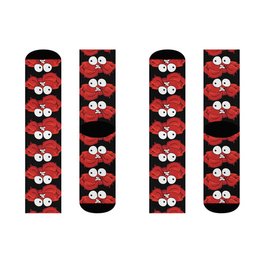 Red crab on black - Crew Socks (8196307222847)
