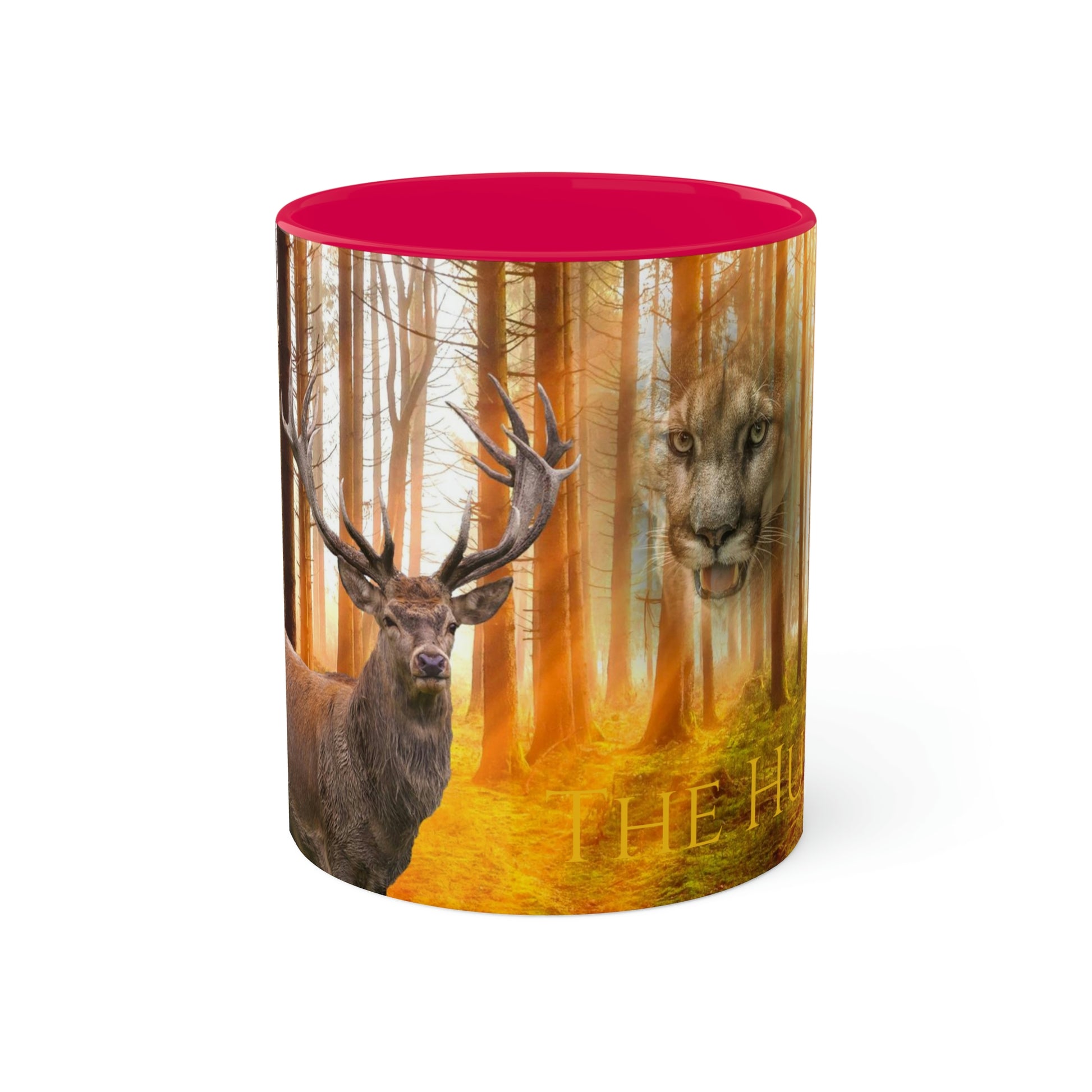 The Hunted--- elk and Couger   Colorful Mugs, 11oz (8215725670719)