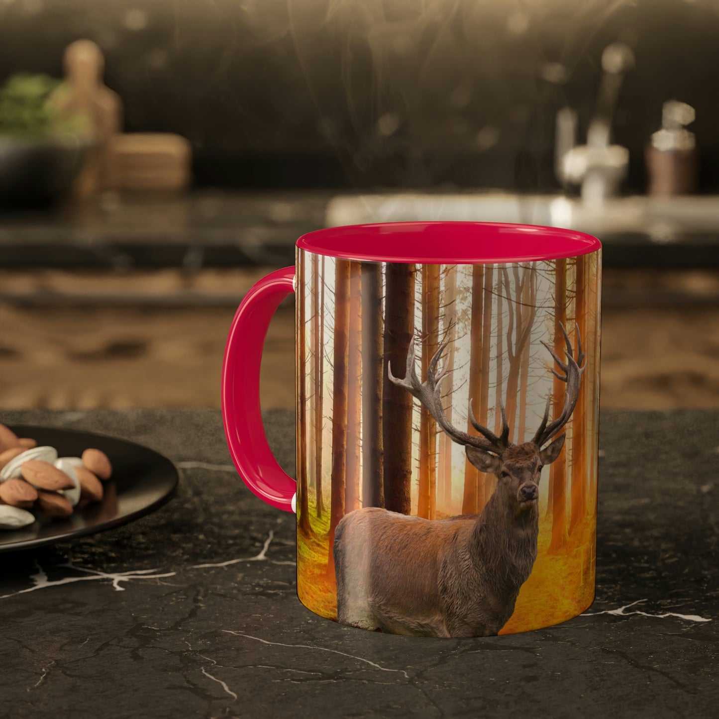 The Hunted--- elk and Couger   Colorful Mugs, 11oz (8215725670719)