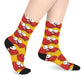 Red crab on yellow  -Mid-length Socks (8185591693631)