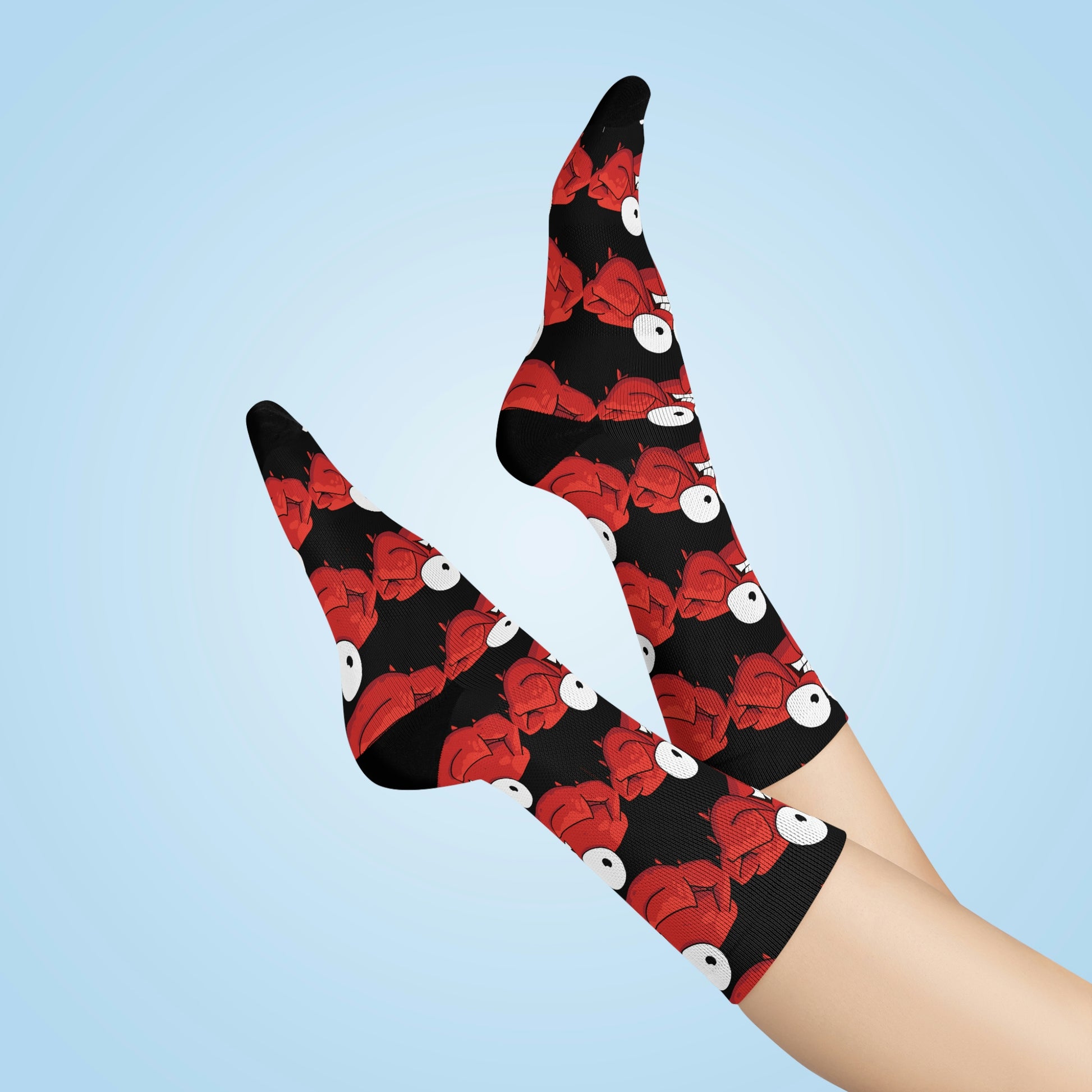 Red crab on black - Crew Socks (8196307222847)