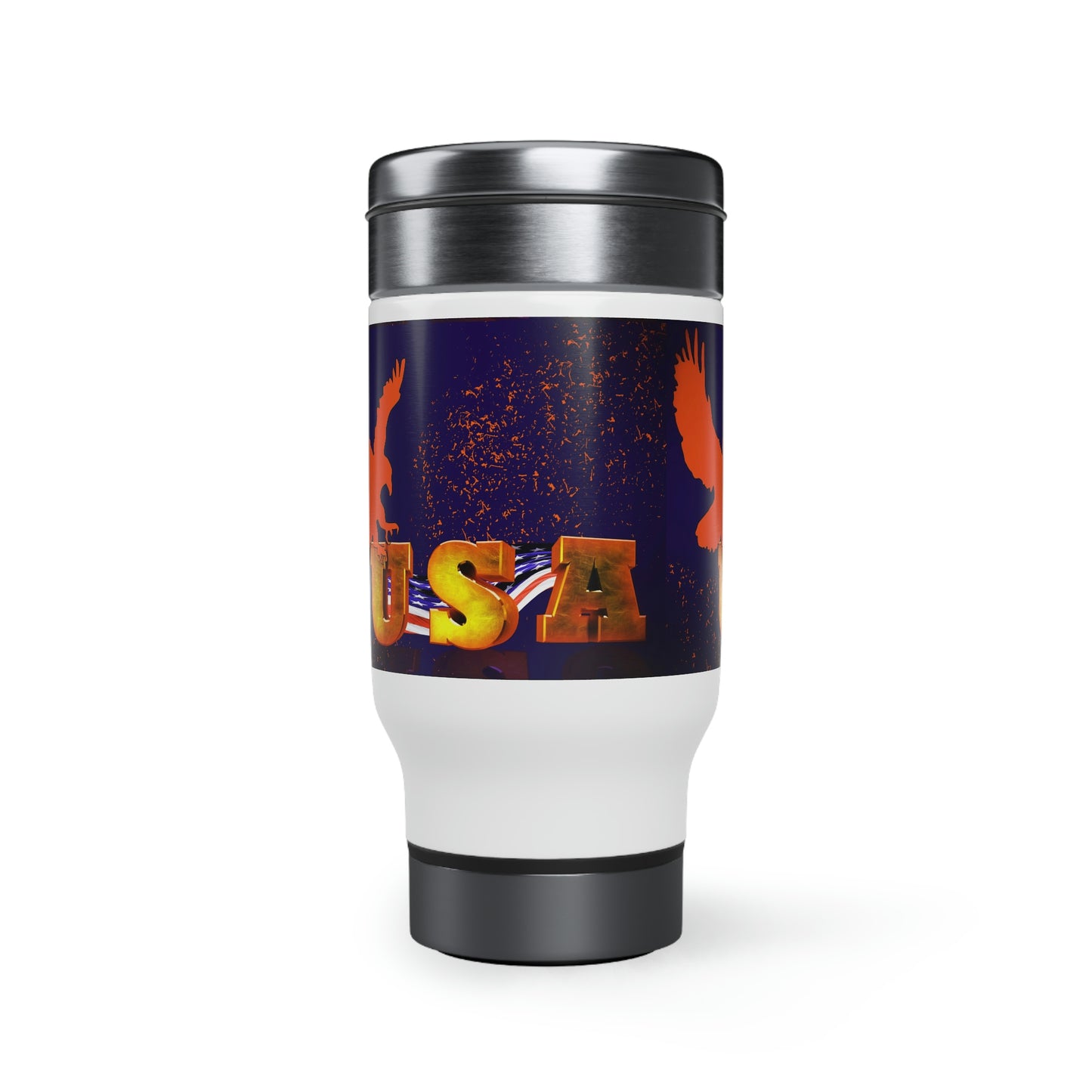 Red eagle  - Stainless Steel Travel Mug with Handle, 14oz (8215722131775)